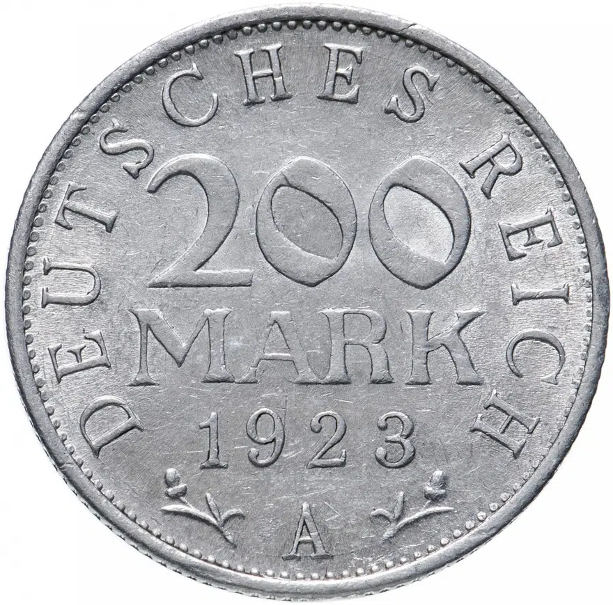 Германия 200 марок (mark) 1923 A  знак монетного двора "A" — Берлин