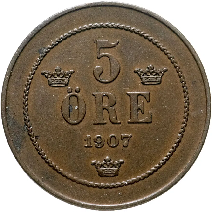 Швеция 5 эре (ore) 1907