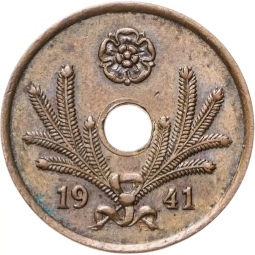 Финляндия 10 пенни (pennia) 1941 с центральным отверстием, реверс