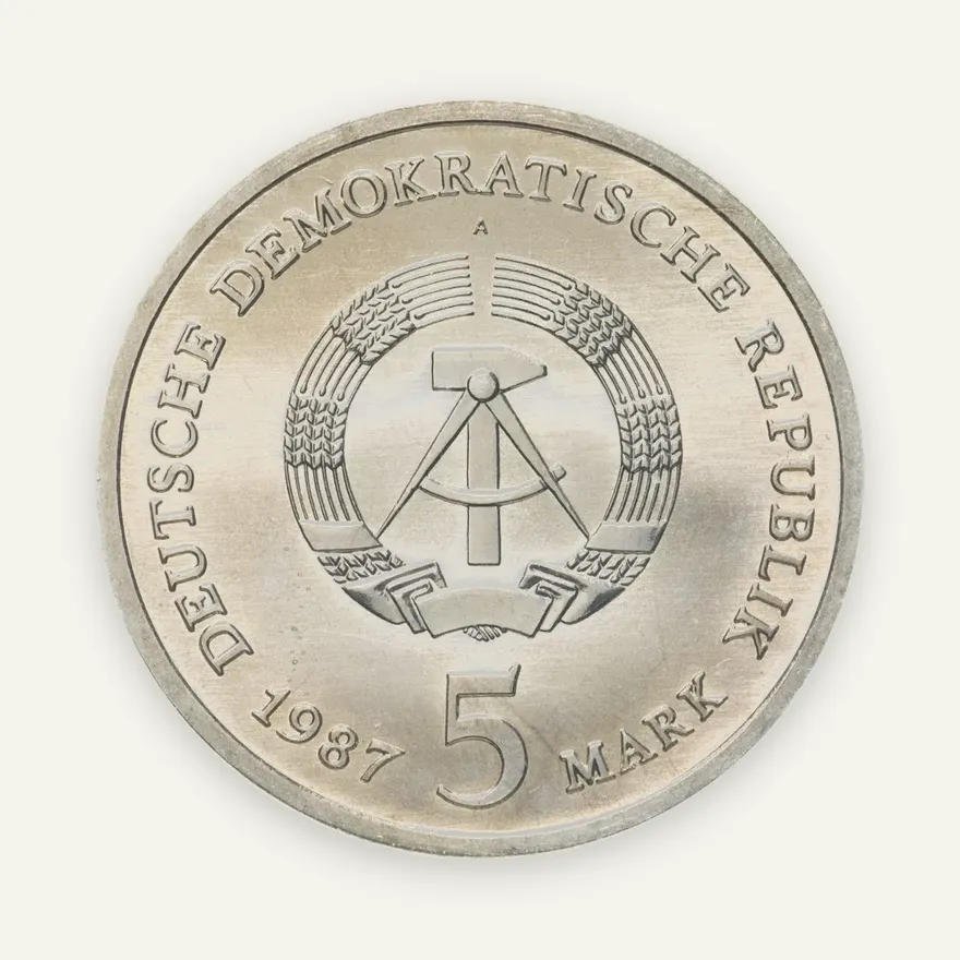 Германия (ГДР) 5 марок 1987 "750 лет Берлину – Красная Ратуша", реверс