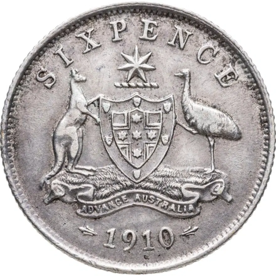 Австралия 6 пенсов (pence) 1910