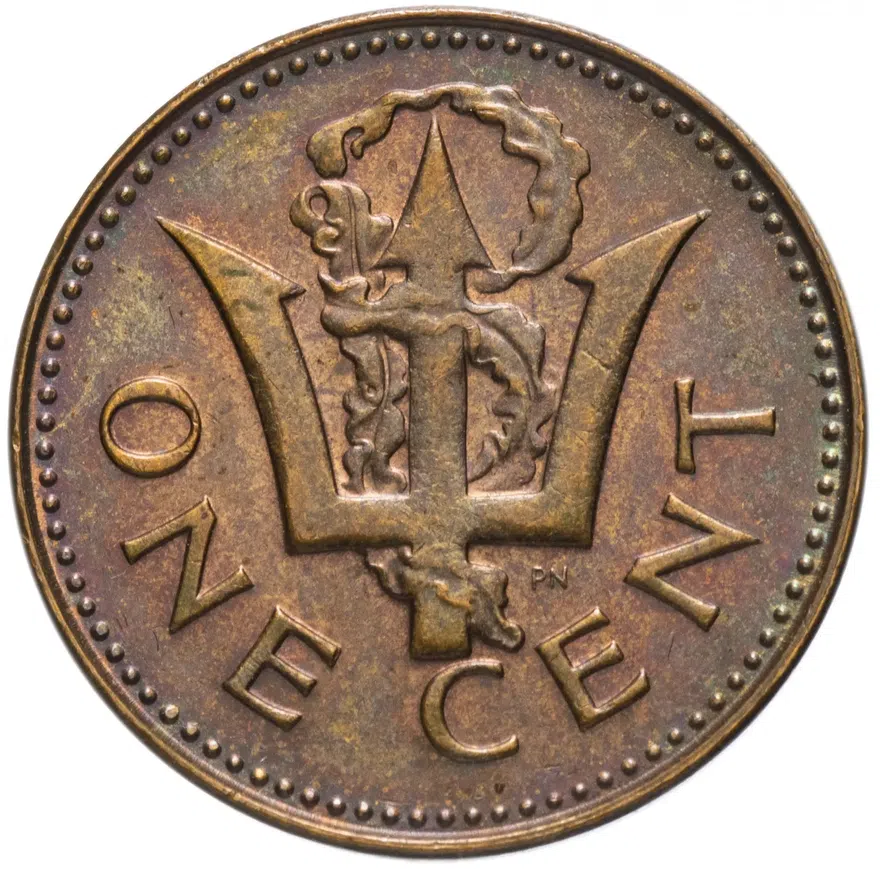Барбадос 1 цент (cent) 1976 "10 лет Независимости", реверс