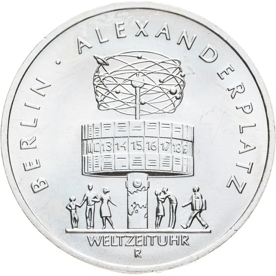 Германия (ГДР) 5 марок (mark) 1987 "750 лет Берлину – Александрплац", аверс