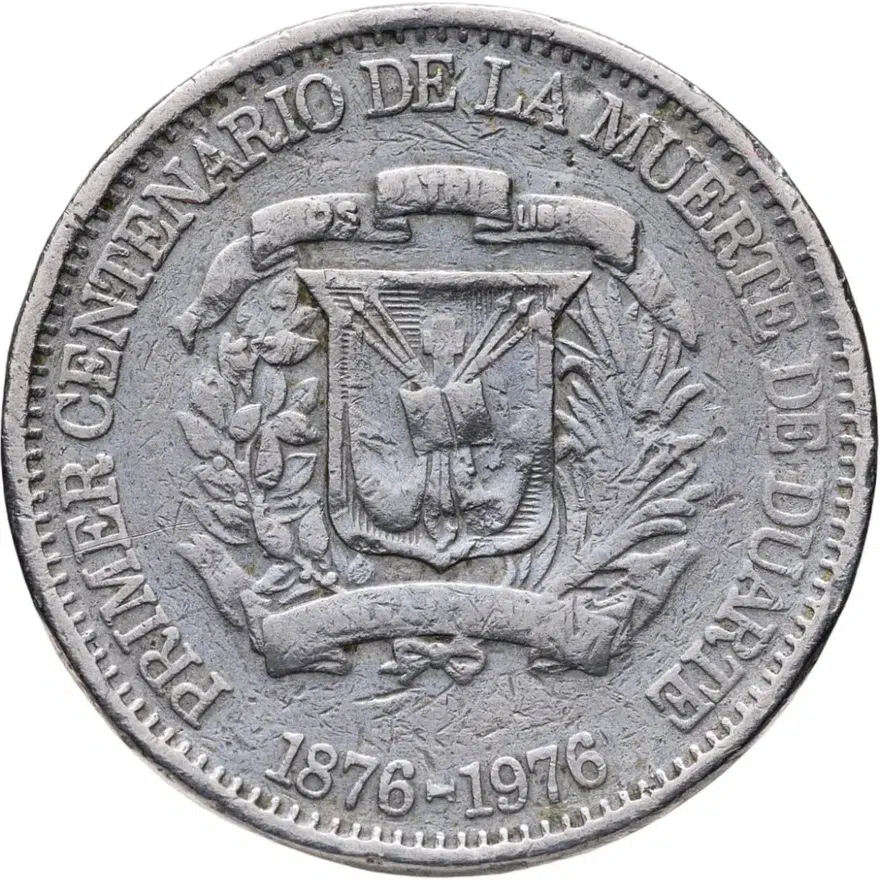 Доминикана 5 сентаво (centavos) 1976  100 лет со дня смерти Хуана Пабло Дуарте