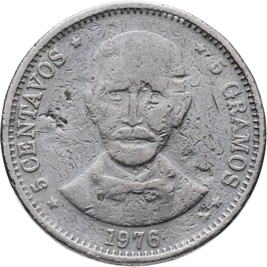 Доминикана 5 сентаво (centavos) 1976  100 лет со дня смерти Хуана Пабло Дуарте, реверс