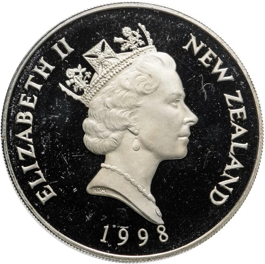 Новая Зеландия 5 долларов (dollars) 1998  Королевский альбатрос, реверс