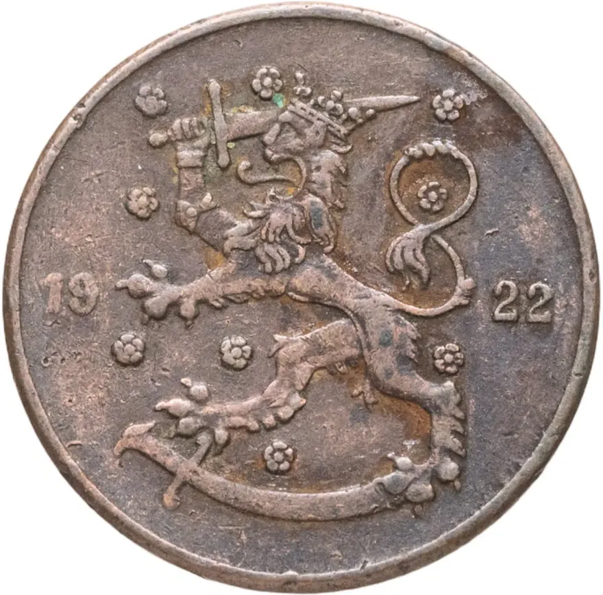 Финляндия  5 пенни (pennia) 1922, реверс