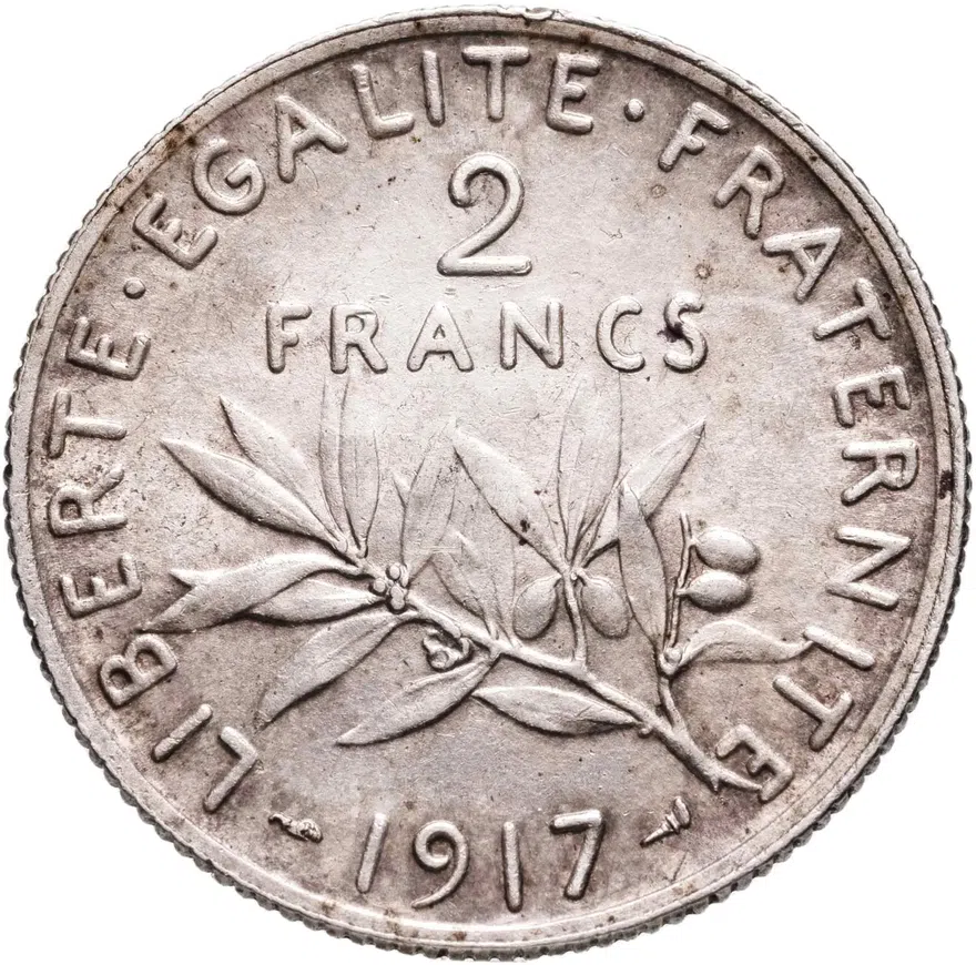 Франция 2 франка 1917, реверс