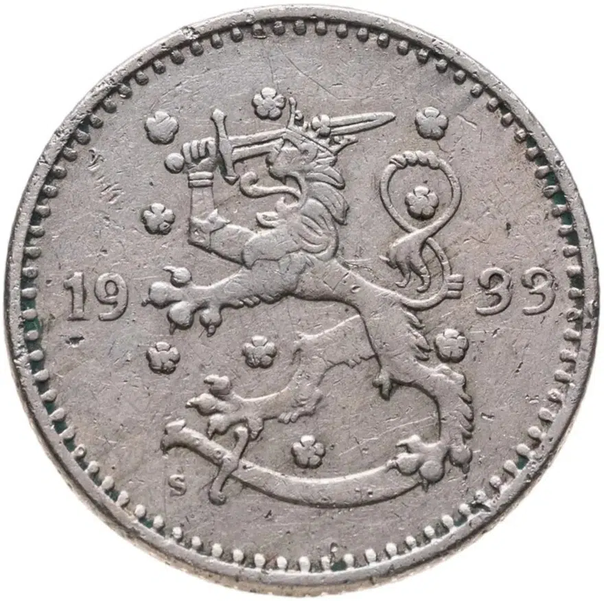 Финляндия 1 марка (markka) 1933 S, реверс