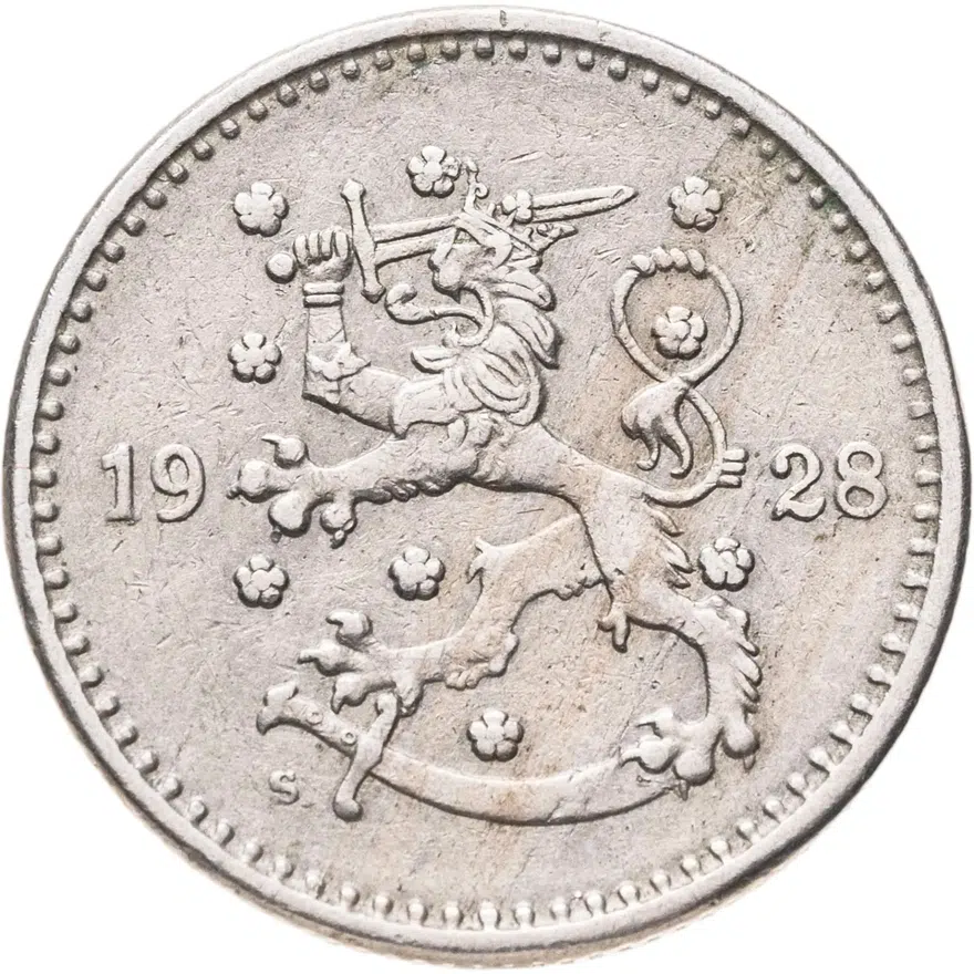 Финляндия 1 марка (markka) 1928 S, реверс