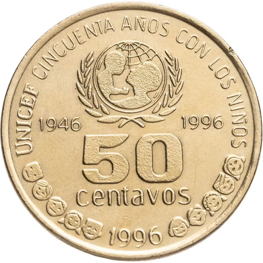 Аргентина 50 сентаво (centavos) 1996  50 лет ЮНИСЕФ