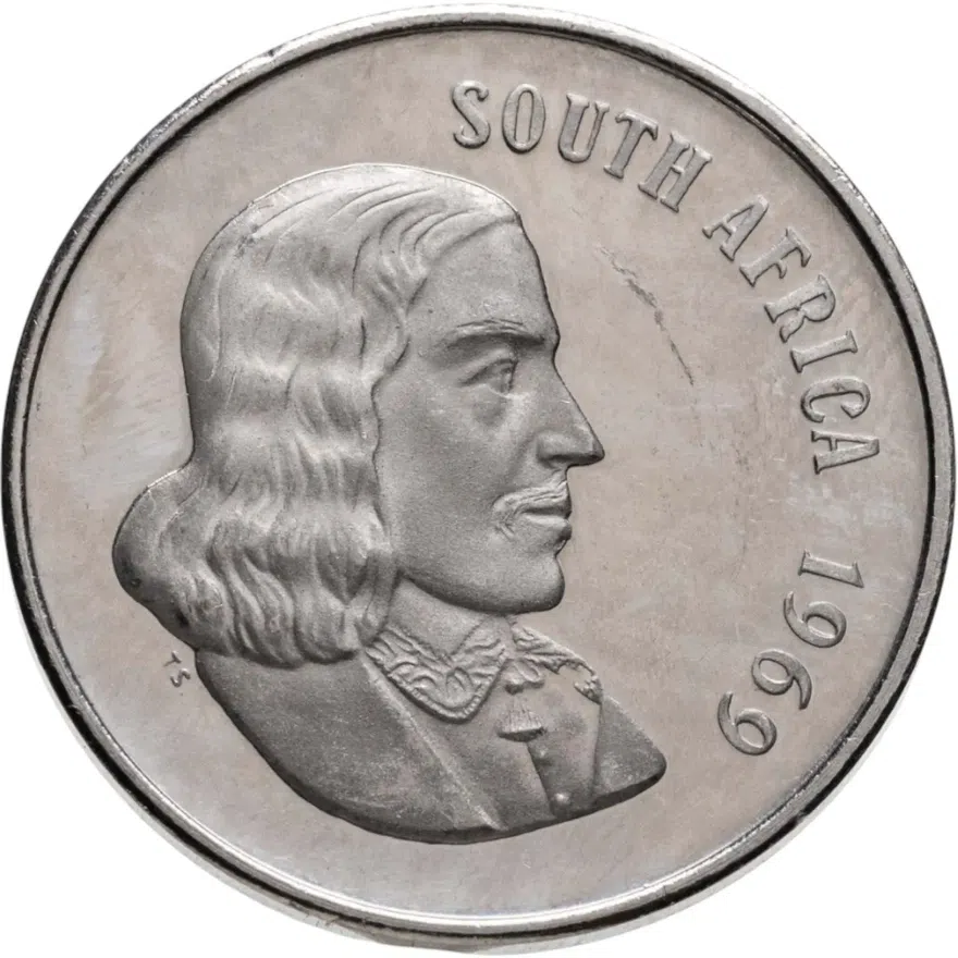 ЮАР 50 центов (cents) 1969  Надпись на английском языке - "SOUTH AFRICA"