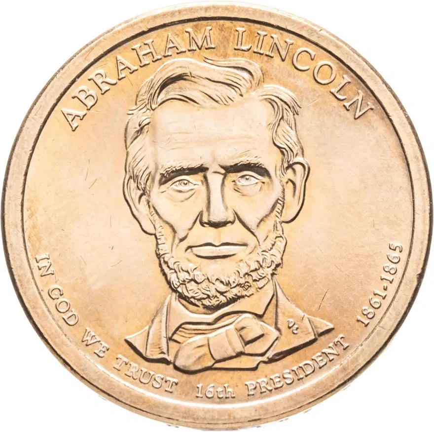 США 1 доллар (dollar) 2010 D Президент США - Авраам Линкольн (1861-1865) знак монетного двора: "D" - Денвер