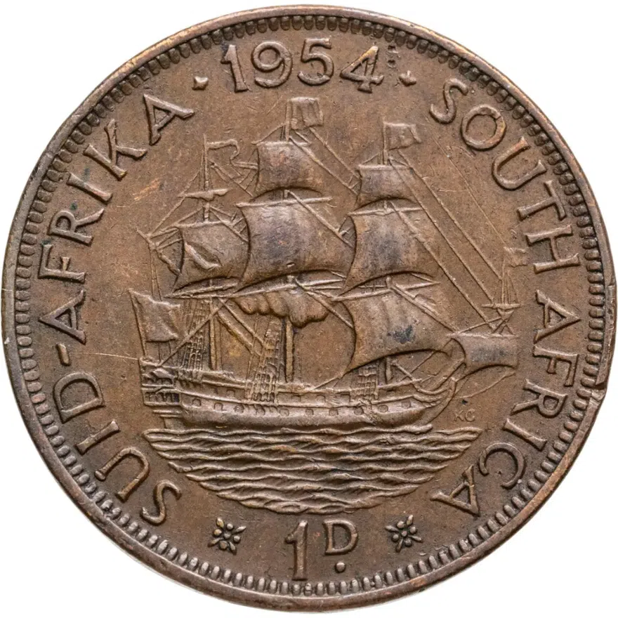 ЮАР 1 пенни (penny) 1954, реверс