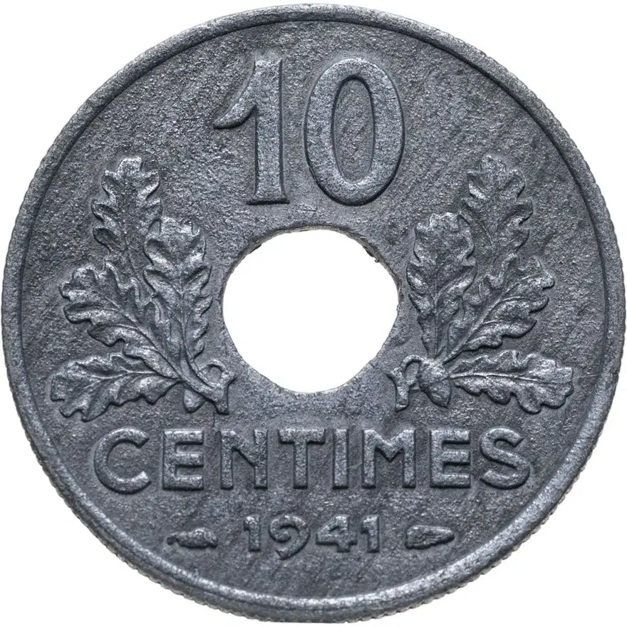 Франция 10 сантимов (centimes) 1941  ÉTAT FRANÇAIS, аверс