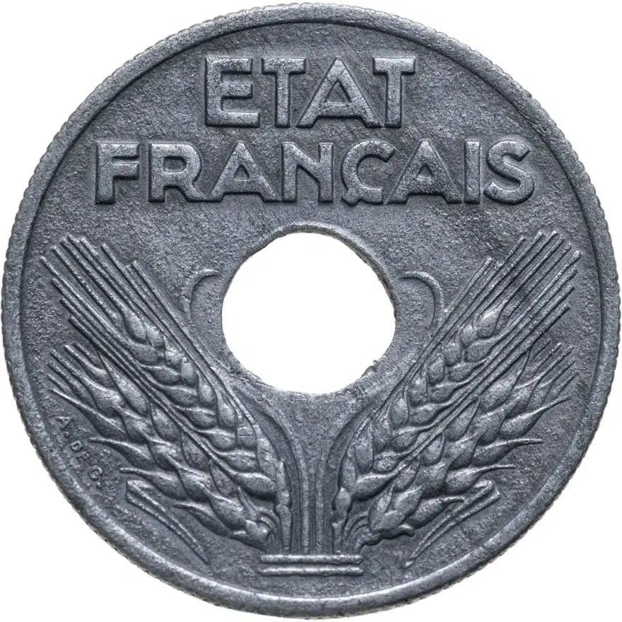 Франция 10 сантимов (centimes) 1941  ÉTAT FRANÇAIS, реверс