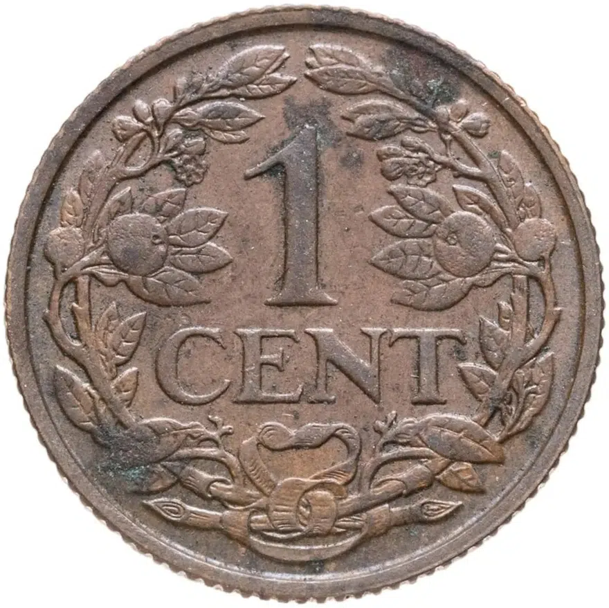 Нидерланды 1 цент (cent) 1939, аверс