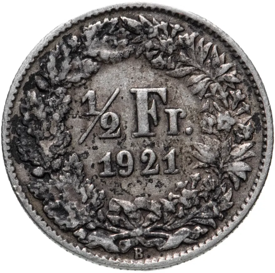 Швейцария 1/2 франка (franc) 1921