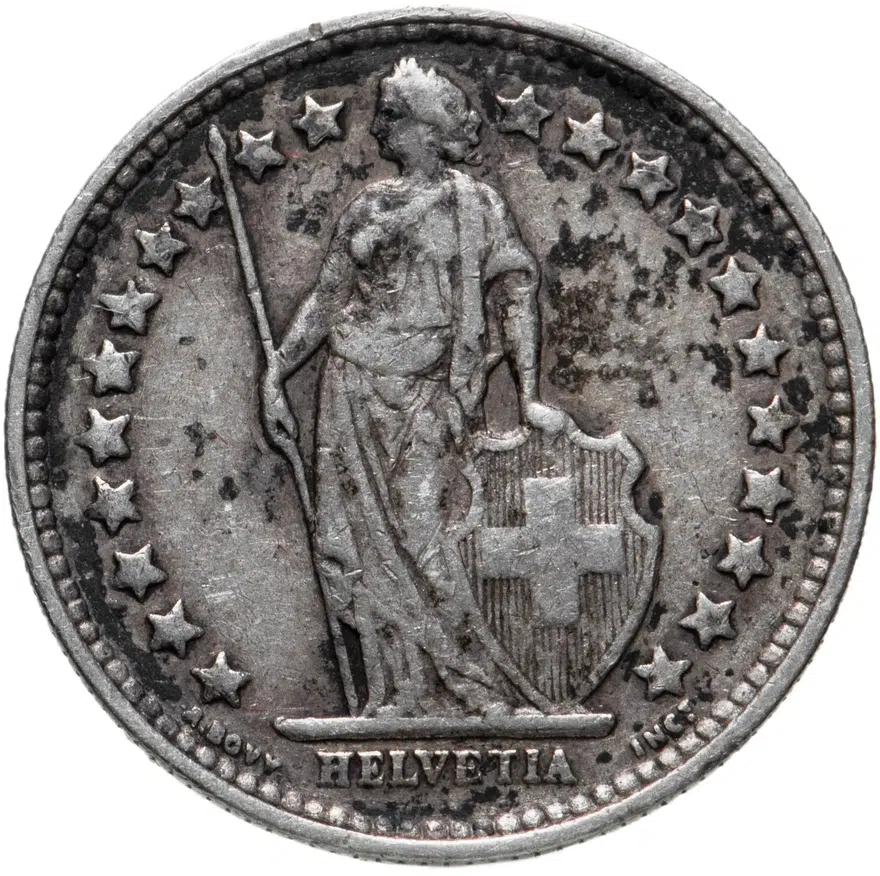 Швейцария 1/2 франка (franc) 1921, реверс