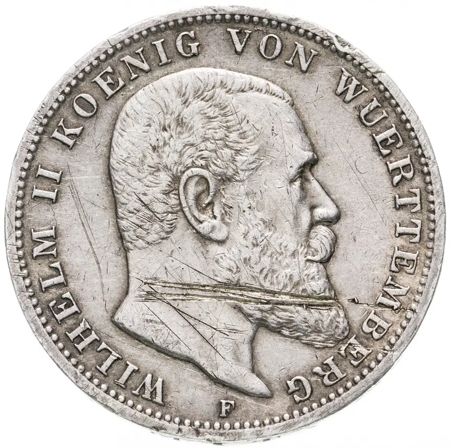 Германия (Империя) 3 марки (mark) 1914 F  Вюртемберг, аверс