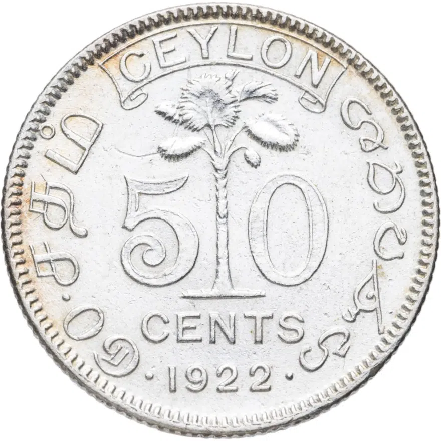 Цейлон 50 центов (cents) 1922