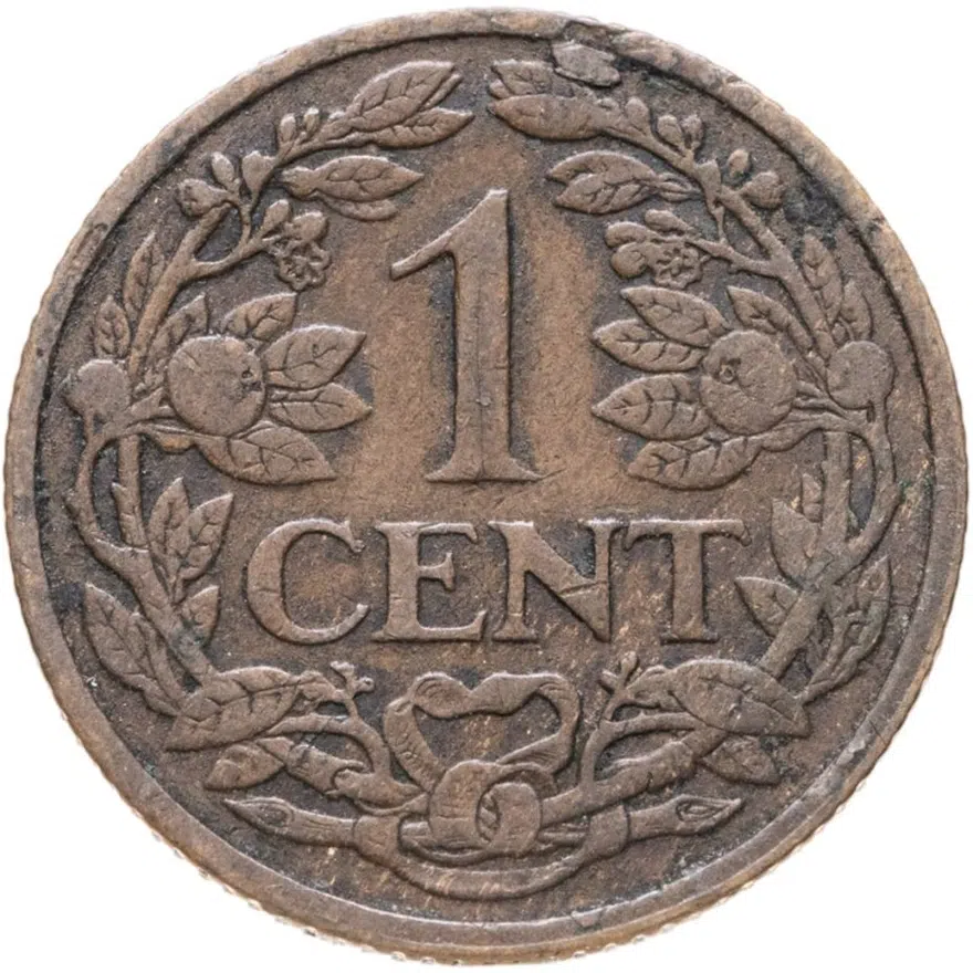 Нидерланды 1 цент (cent) 1916, аверс