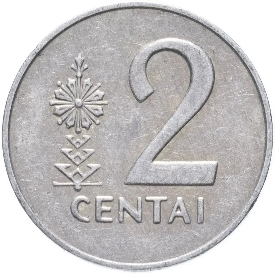 Литва 2 цента (centai) 1991