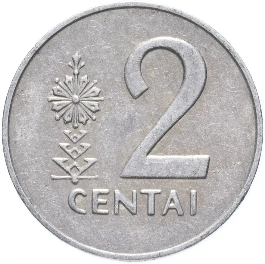 Литва 2 цента (centai) 1991, реверс