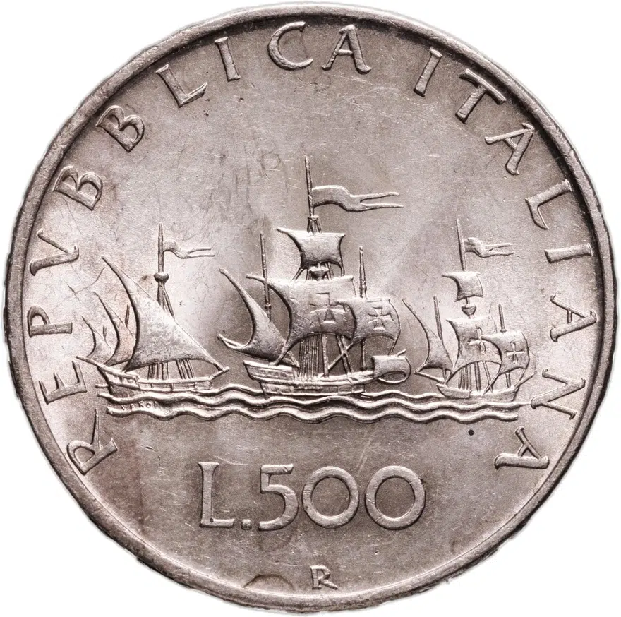 Италия 500 лир (lire) 1958, реверс