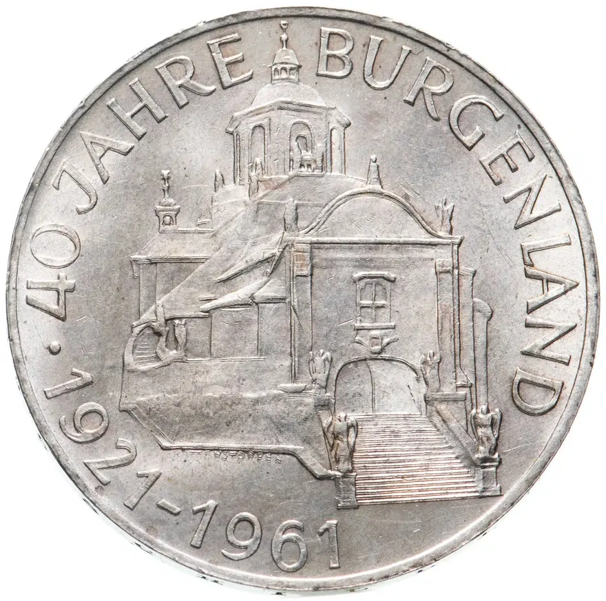 Австрия 25 шиллингов (shillings) 1961  40 лет Бургерланду