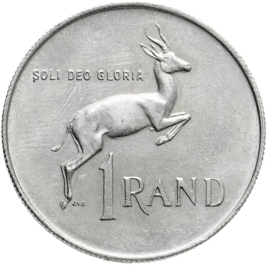ЮАР 1 ранд (рэнд, rand) 1967  Первая годовщина смерти Хендрика Фервурда, надпись на английском - "SOUTH AFRICA", реверс