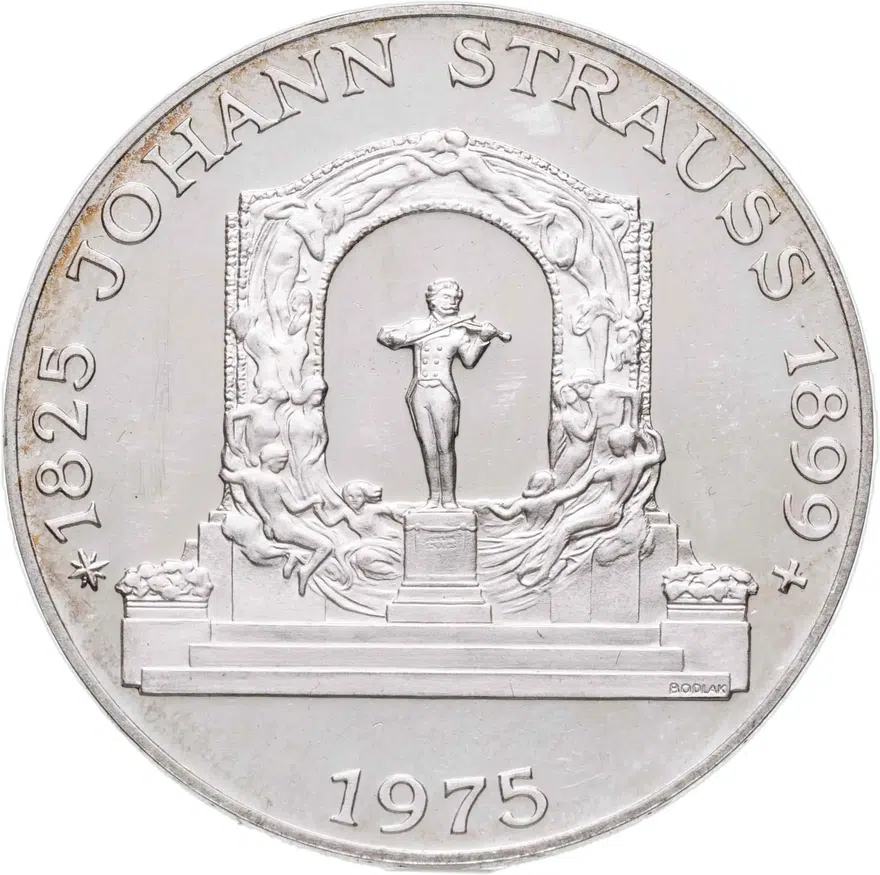 Австрия 100 шиллингов (schilling) 1975 Proof "150 лет со дня рождения Иоганна Штрауса"