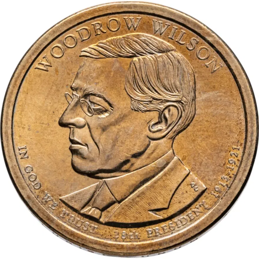 США 1 доллар (dollar) 2013 D Президент США - Томас Вудро Вильсон (1913–1921) знак монетного двора: "D" - Денвер, реверс