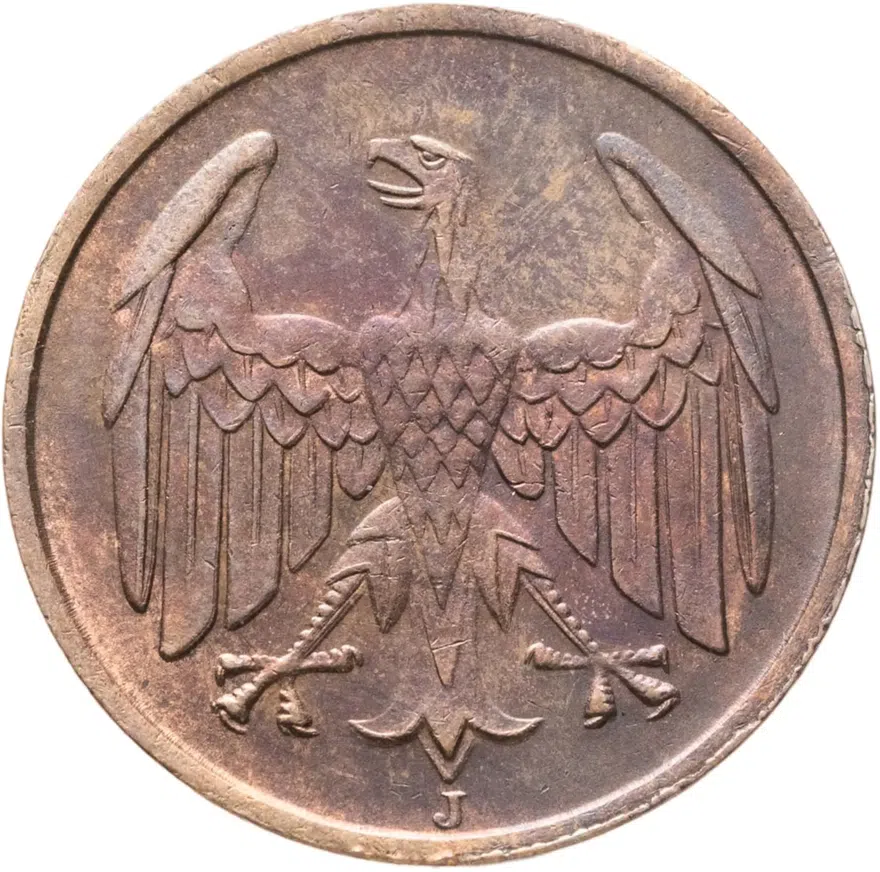 Германия (Веймарская республика) 4 рейх пфеннига (reichspfennig) 1932 J, реверс