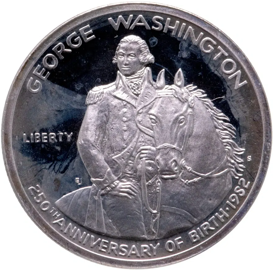 США 1/2 доллара (50 центов, half dollar) 1982 S Proof "250 лет со дня рождения Джорджа Вашингтона"