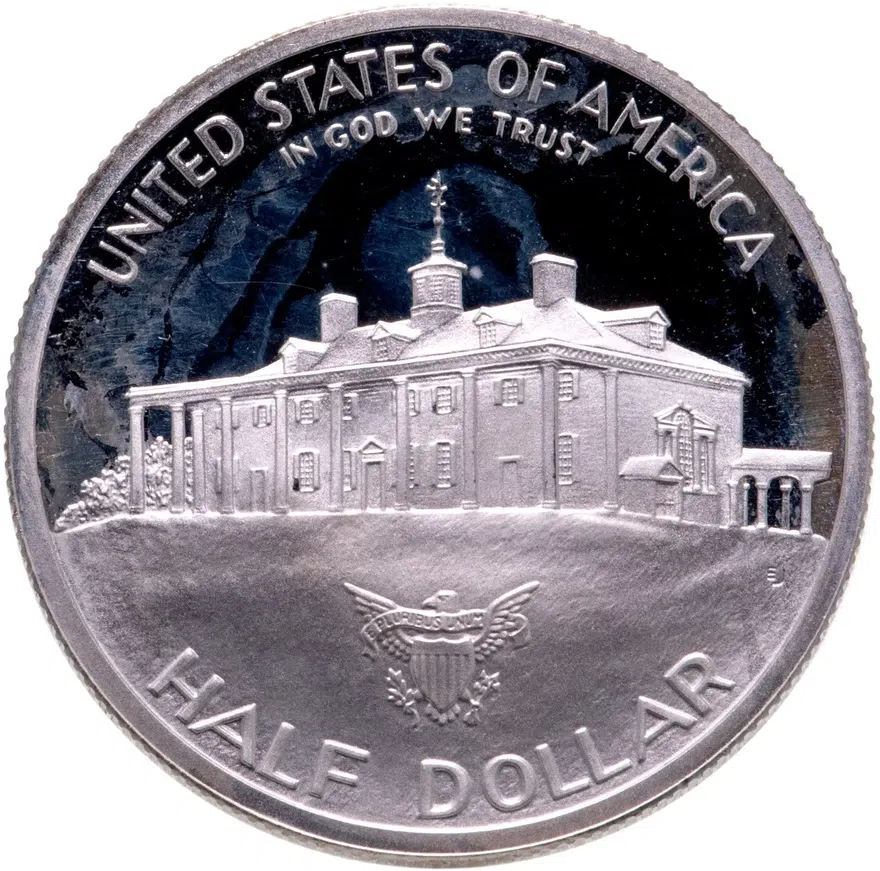 США 1/2 доллара (50 центов, half dollar) 1982 S Proof "250 лет со дня рождения Джорджа Вашингтона", реверс