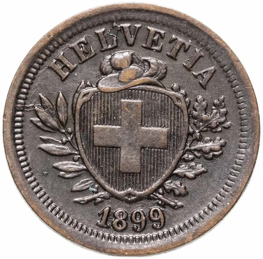 Швейцария 1 раппен (rappen) 1899, реверс