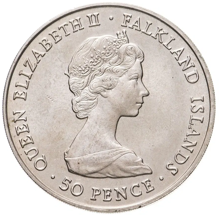 Фолклендские острова 50 пенсов (pence) 1981  Свадьба Принца Чарльза и Леди Дианы, реверс