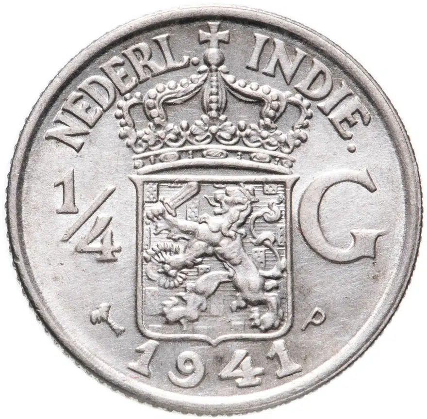Голландская Ост-Индия 1/4 гульдена (gulden) 1941 P  знак монетного двора: "P" - Филадельфия, реверс