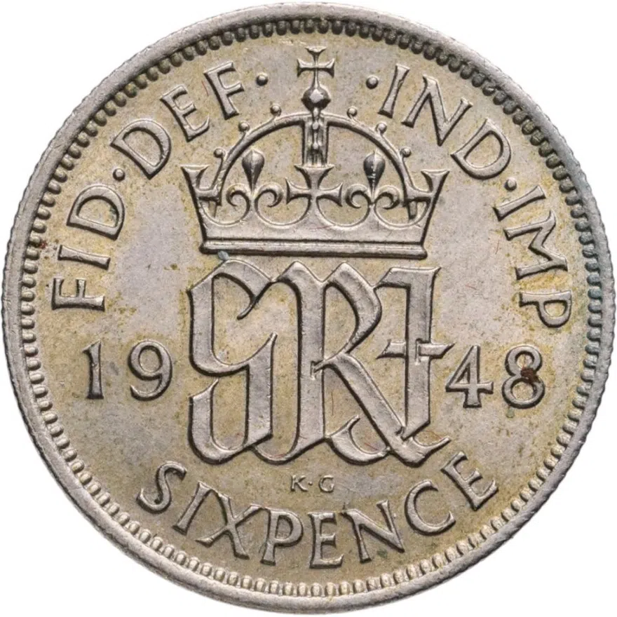 Великобритания  6 пенсов (pence) 1948