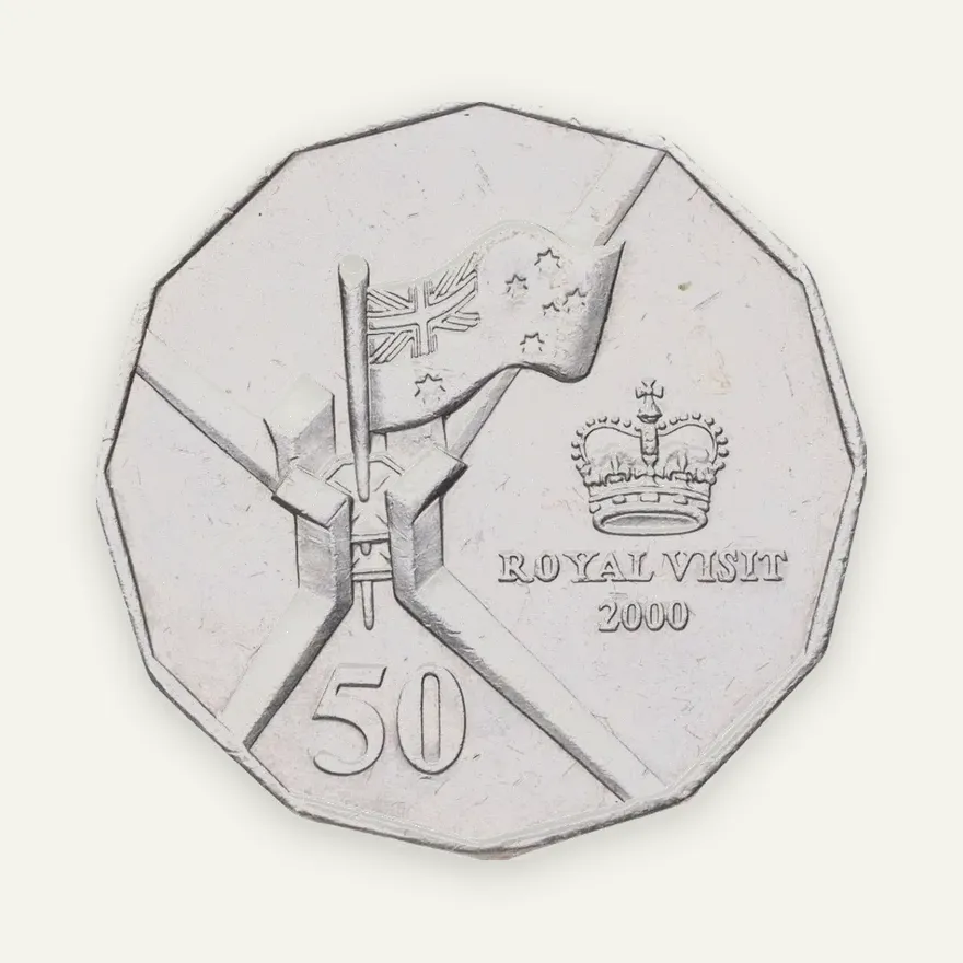 Австралия 50 центов (cents) 2000  Королевский визит, аверс