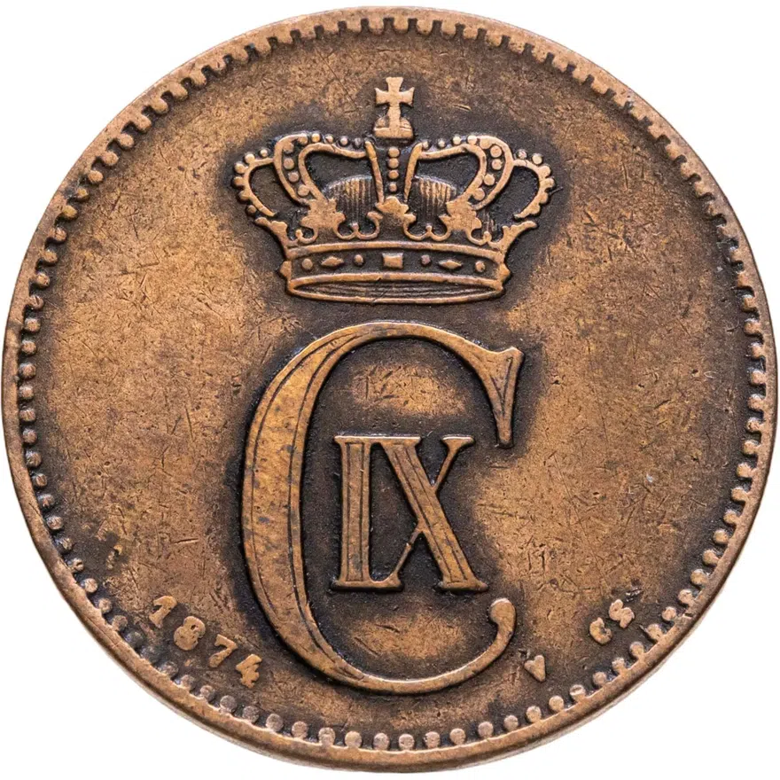 Дания 2 эре (ore) 1874, реверс