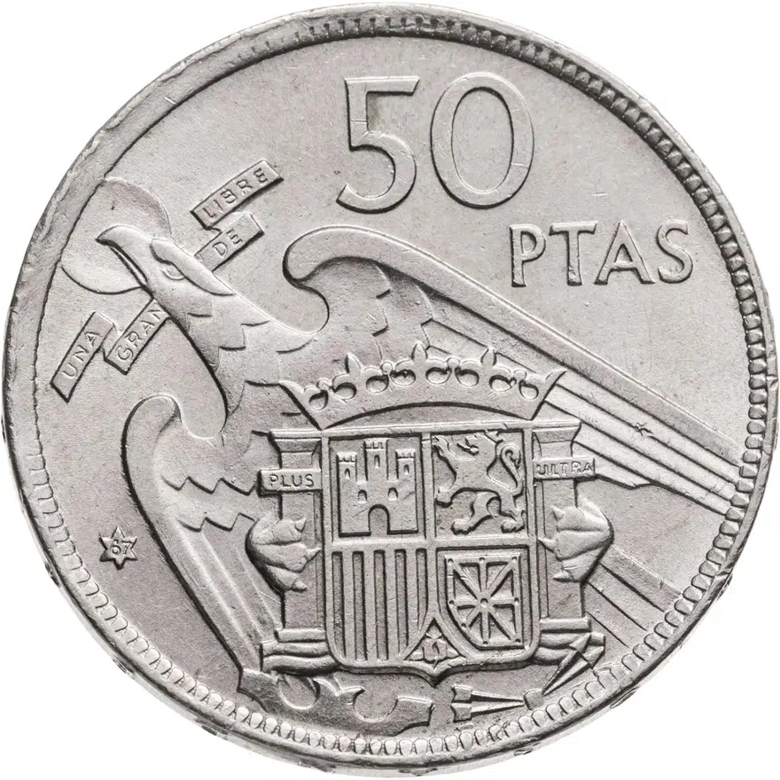 Испания 50 песет 1957 (1960), реверс