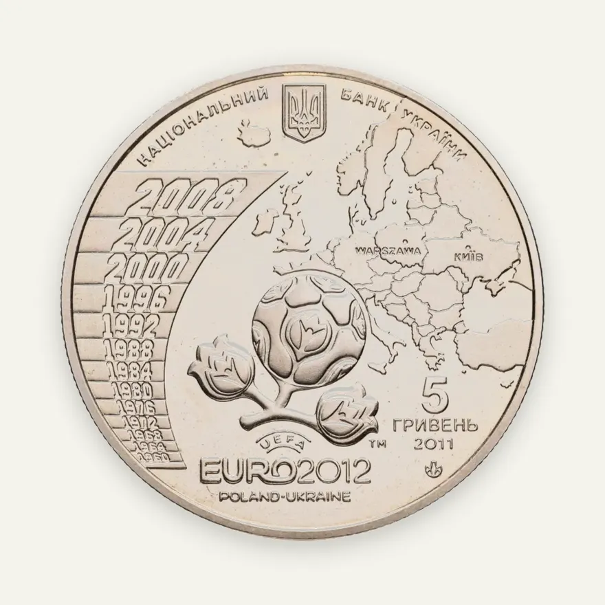 Украина 5 гривен 2011   Финальный турнир чемпионата Европы по футболу 2012, реверс
