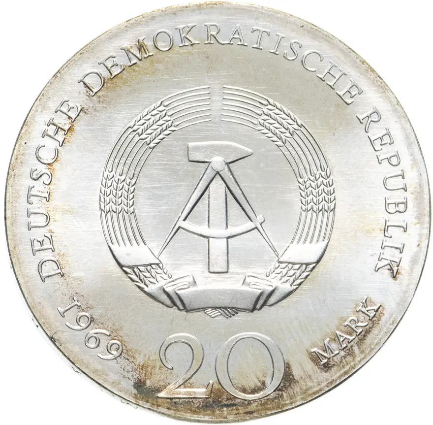 Германия (ГДР) 20 марок (mark) 1969 "220 лет со дня рождения Гёте" в футляре