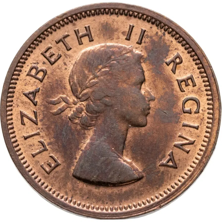 ЮАР 1/4 пенни (penny) 1955, аверс