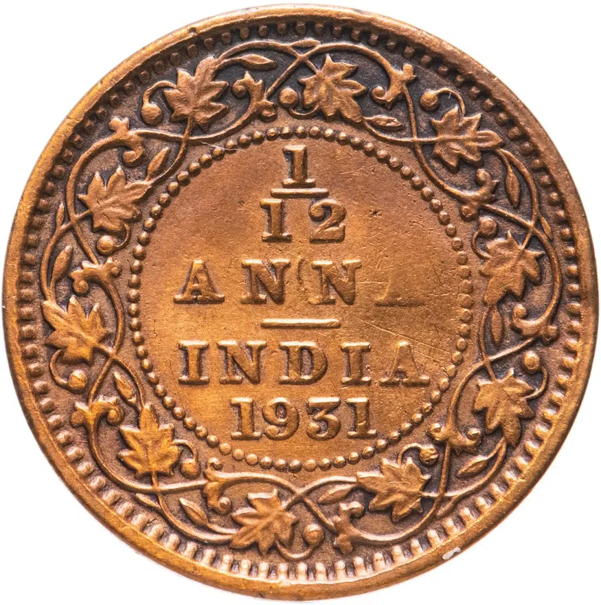 Индия (Британская) 1/12 анны (anna) 1931, аверс