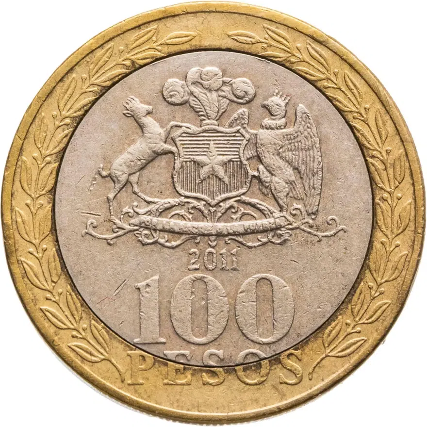 Чили 100 песо (pesos) 2011, реверс