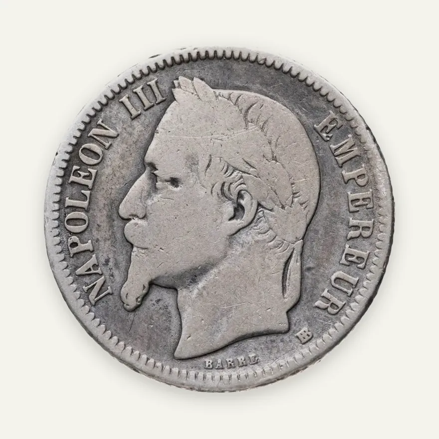 Франция 1 франк (franc) 1866 A  знак монетного двора: "A" - Париж, реверс