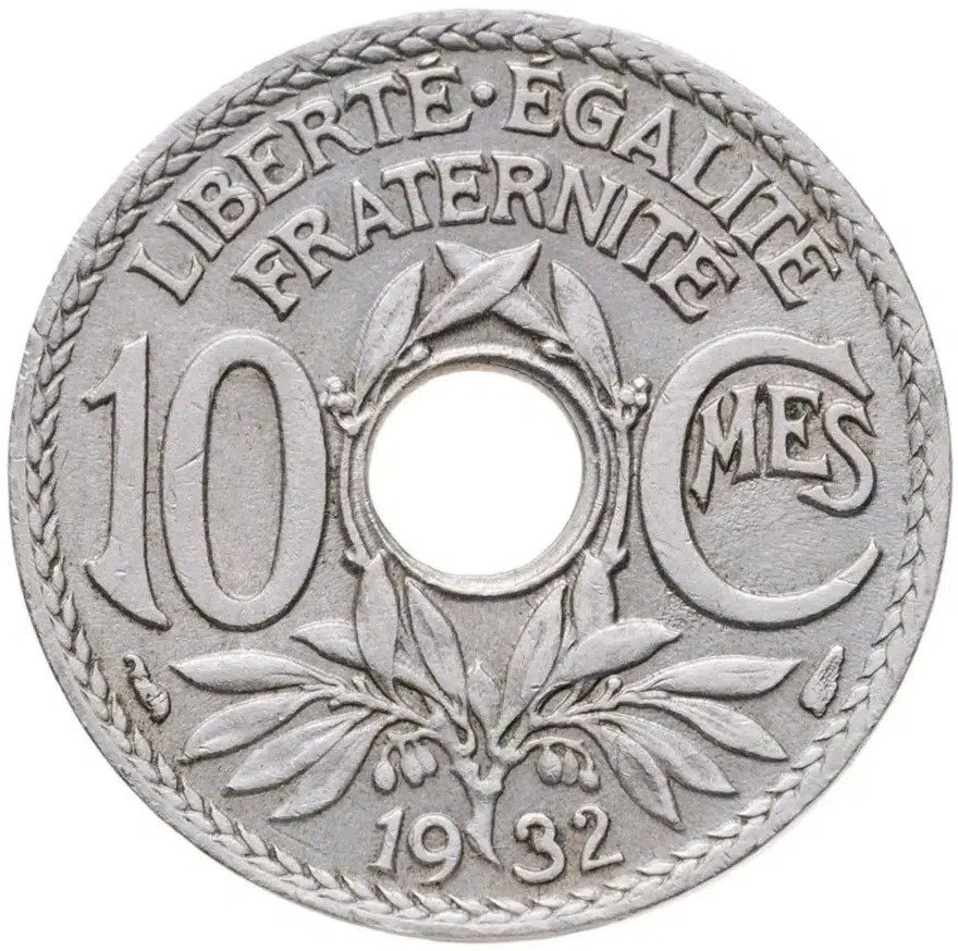 Франция 10 сантимов (centimes) 1932, аверс